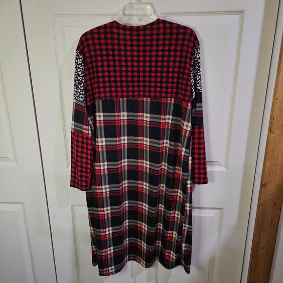 Grace And Emma Cardigan Womens S/M Boho Western Leopard Plaid Festival Style - Picture 5 of 7